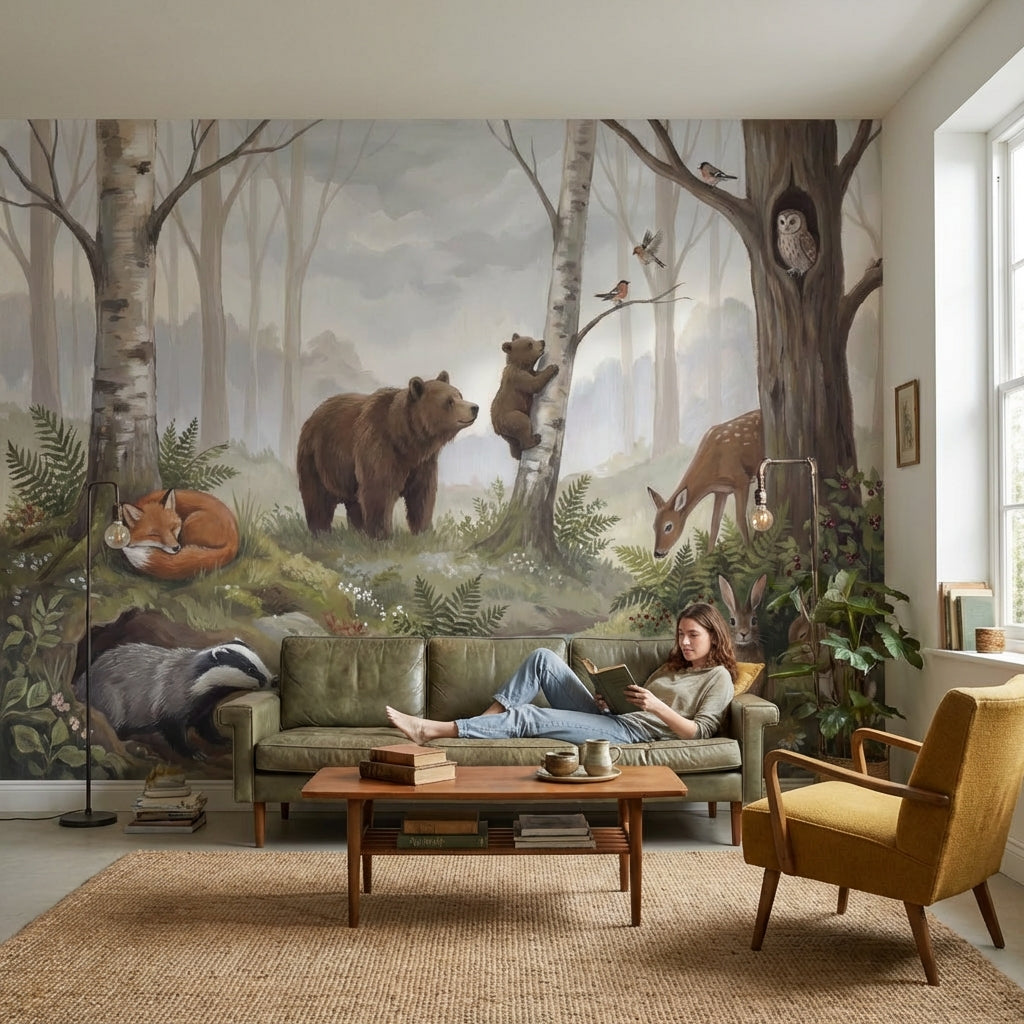 Shades Of Green Wallpaper Forest Wildlife Wall Mural
