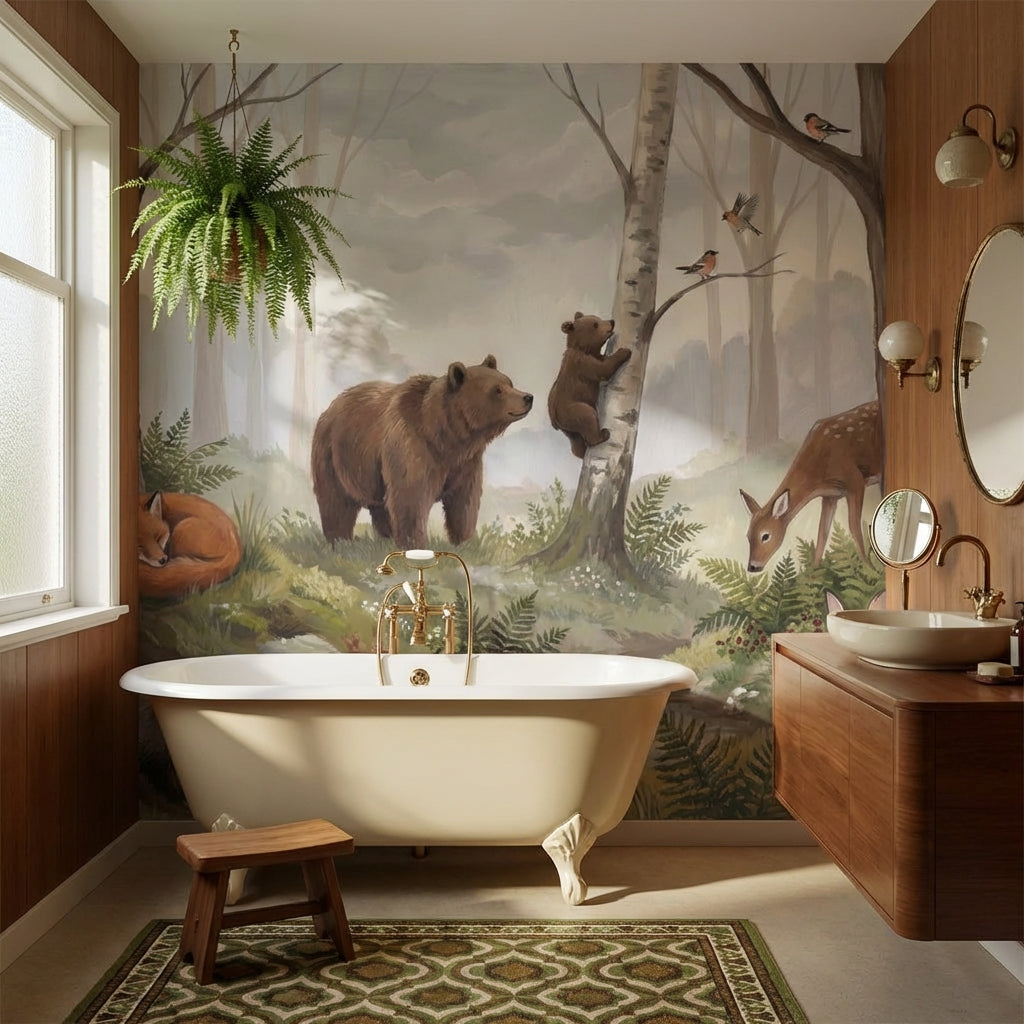 Shades Of Green Wallpaper Forest Wildlife Wall Mural