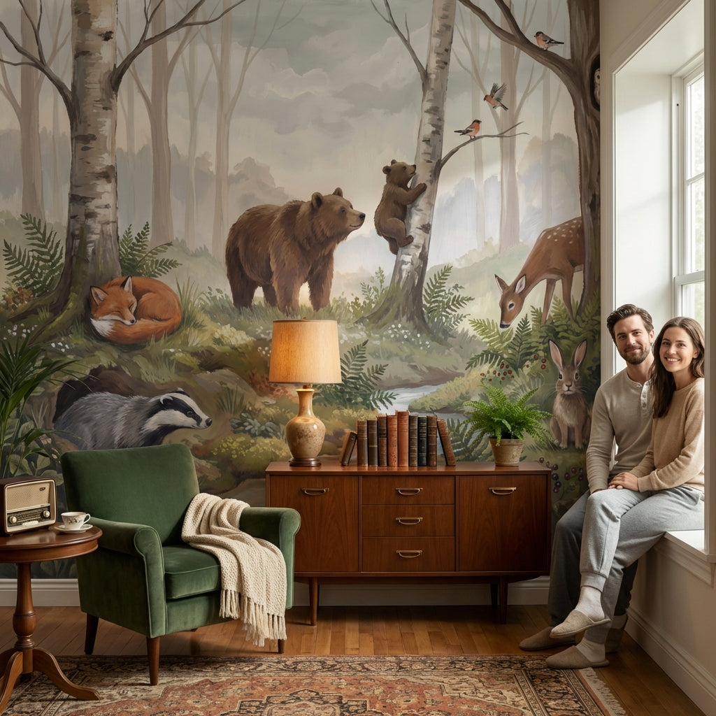 Shades Of Green Wallpaper Forest Wildlife Wall Mural