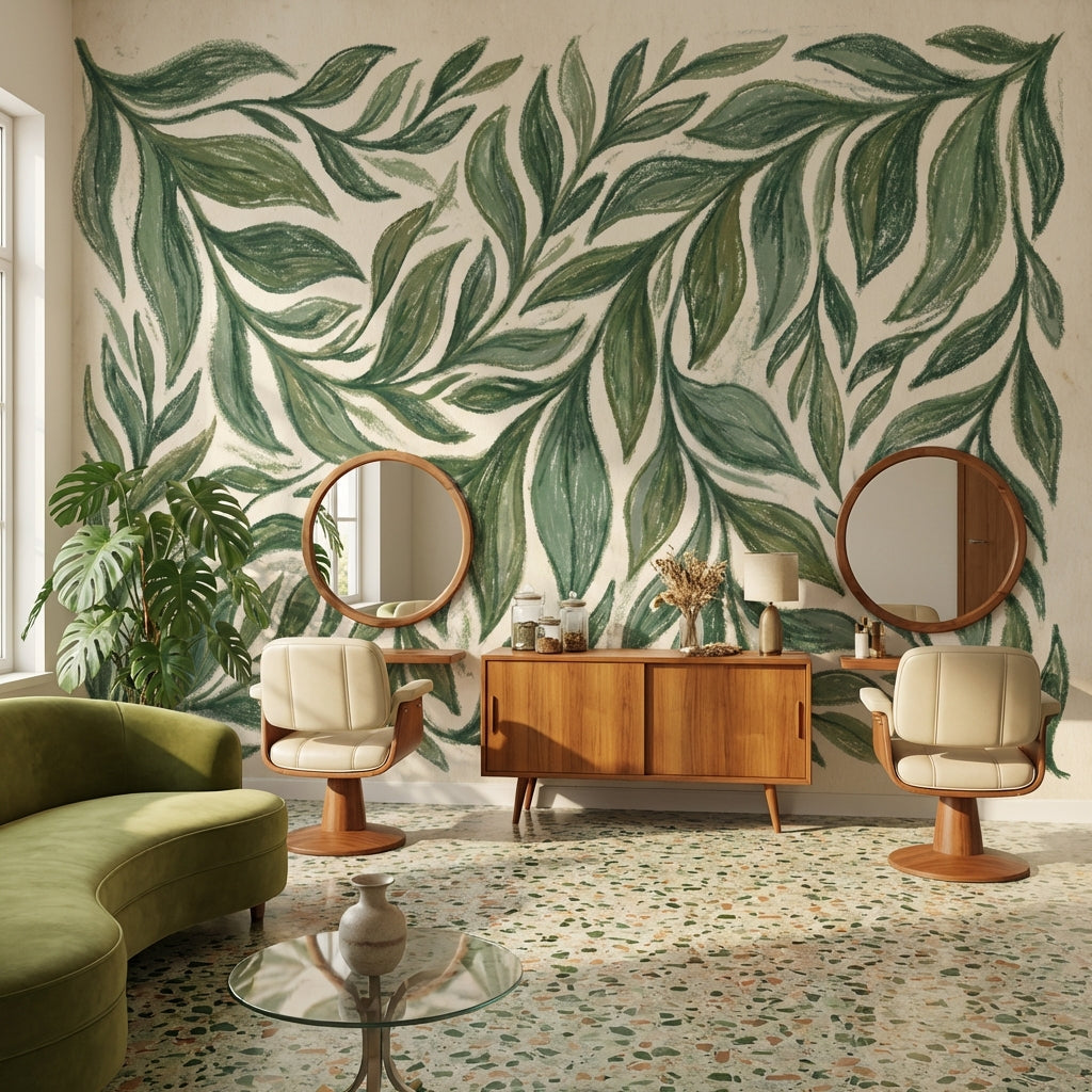 Shades Of Green Wallpaper Natural Leaf Wall Mural
