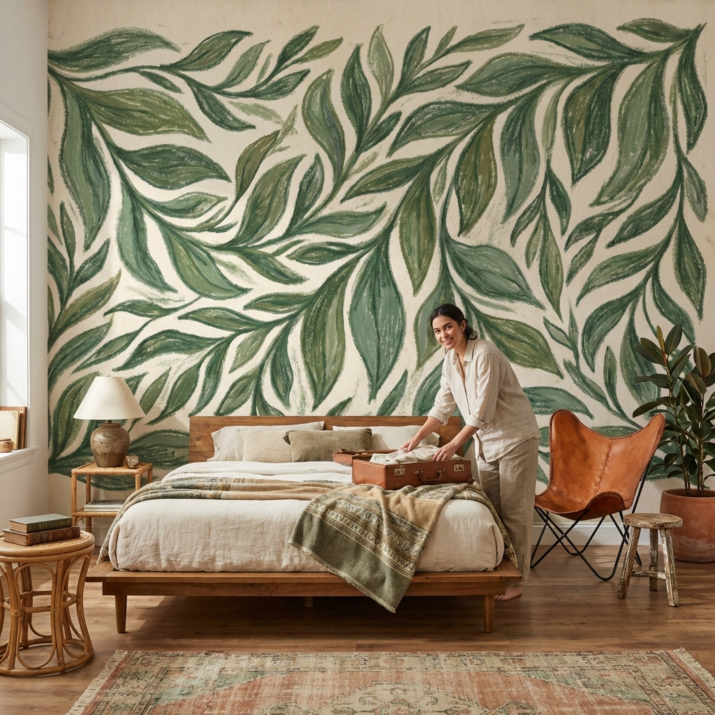 Shades Of Green Wallpaper Natural Leaf Wall Mural