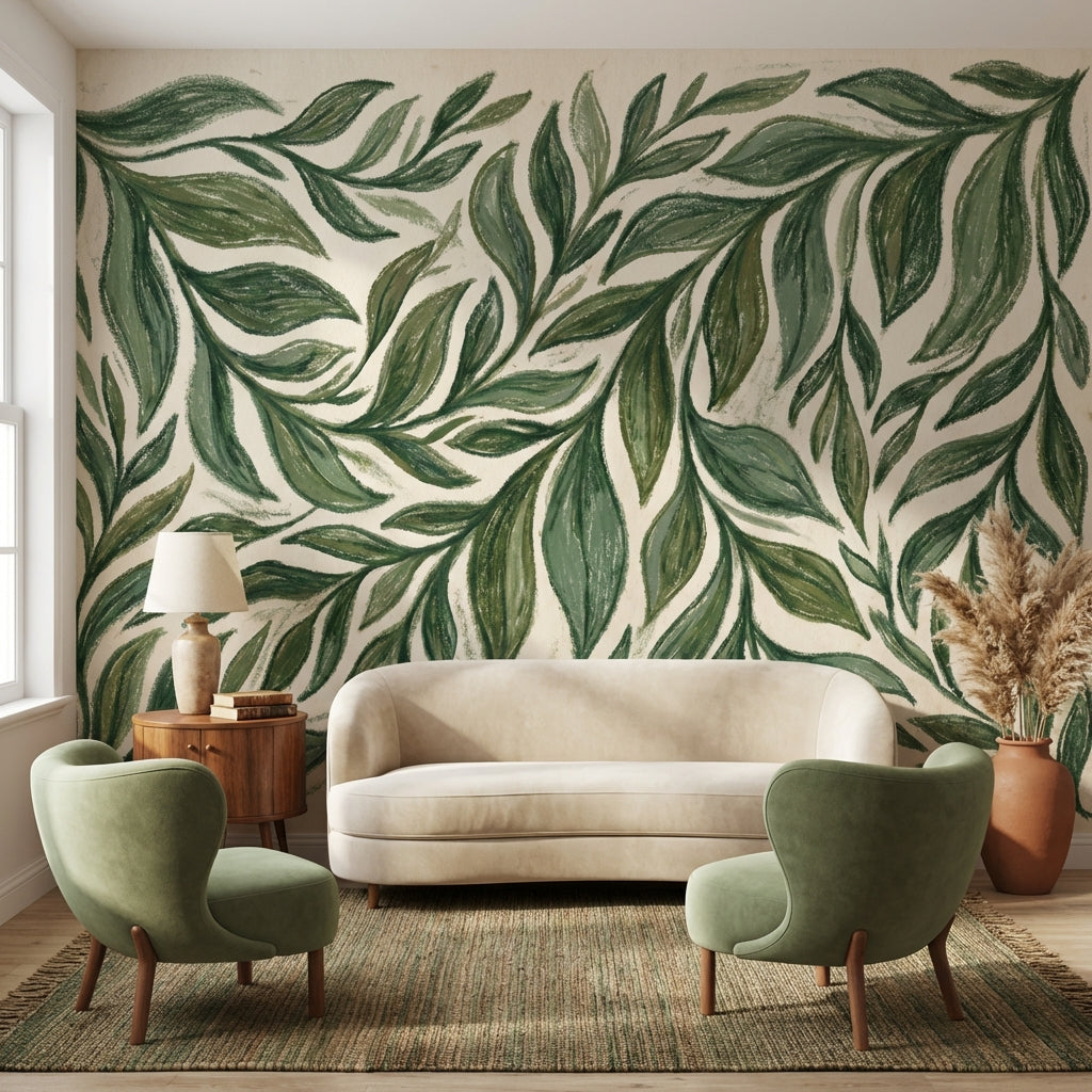 Shades Of Green Wallpaper Natural Leaf Wall Mural