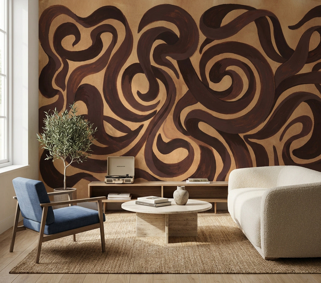 Abstract Swirls Wallpaper Modern Dynamic Wall Mural