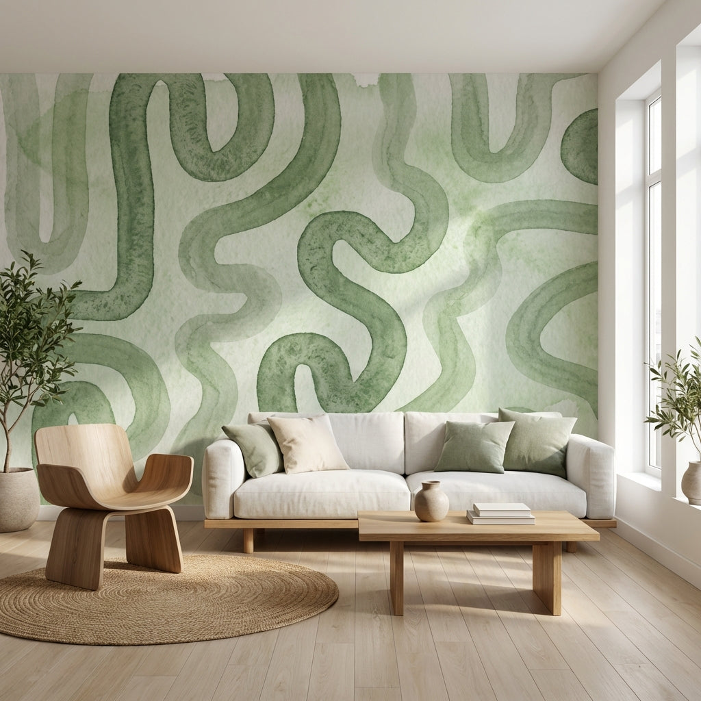Abstract Pattern Wallpaper Shades Green Wall Decor