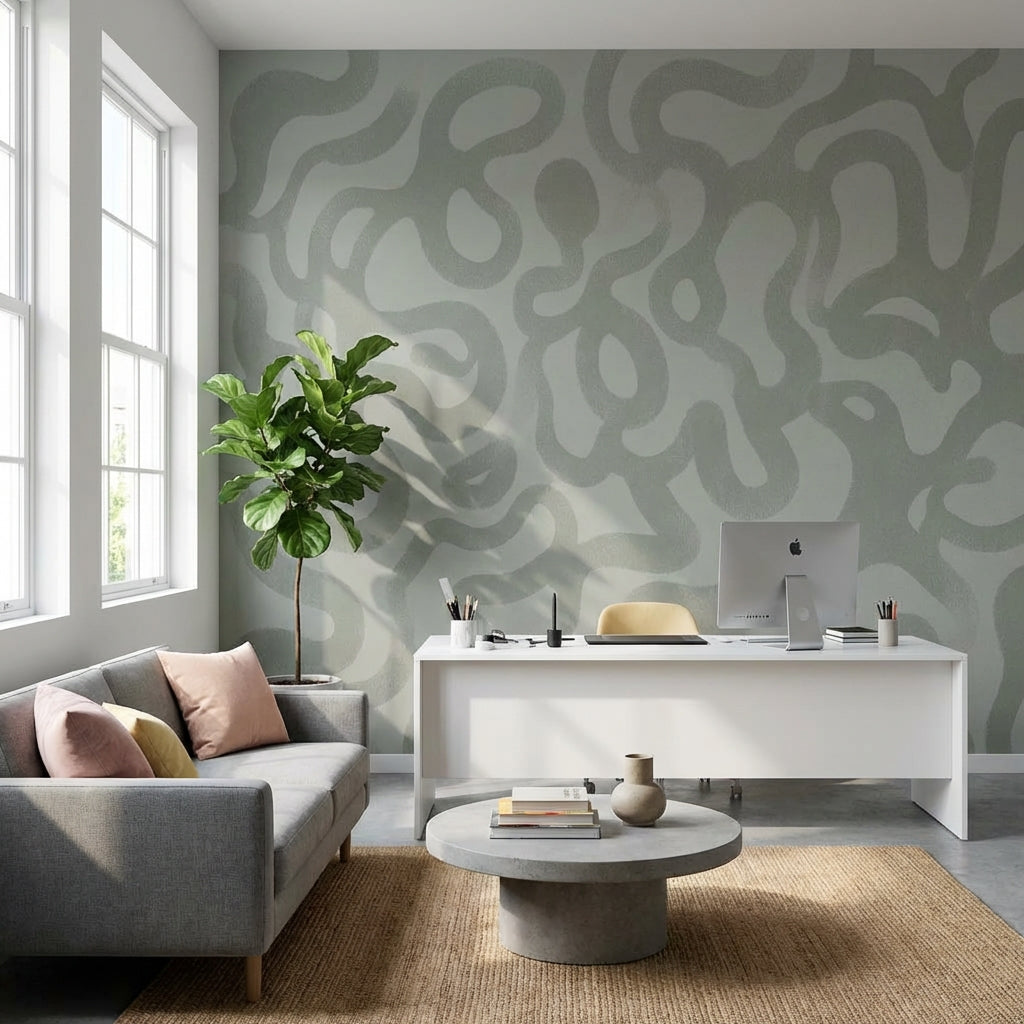 Organic Wallpaper Gray Abstract Wall Mural