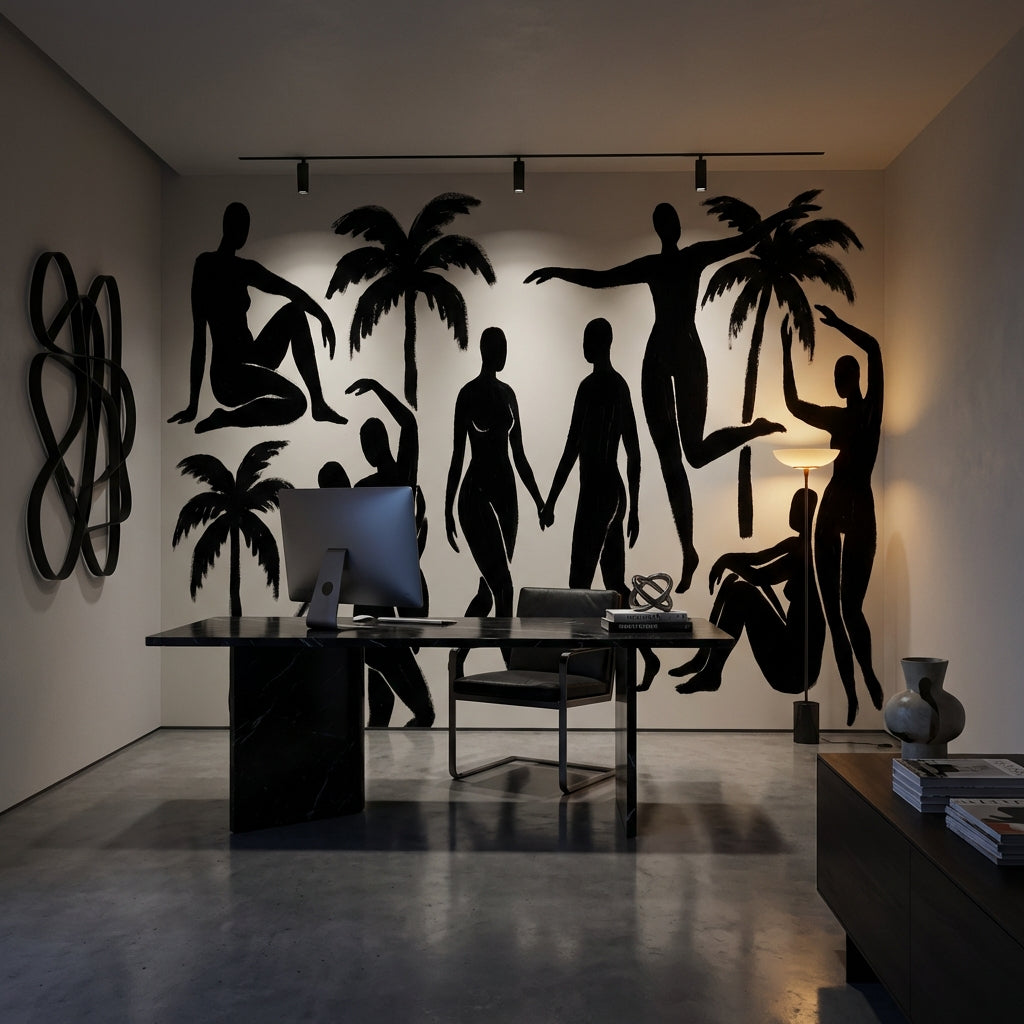 Silhouettes Wallpaper Palm Trees Minimalist Wall Mural