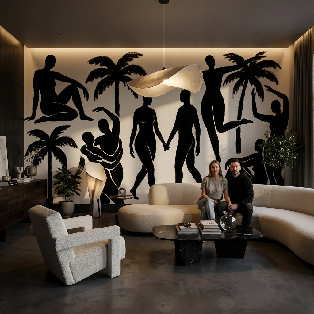 Silhouettes Wallpaper Palm Trees Minimalist Wall Mural