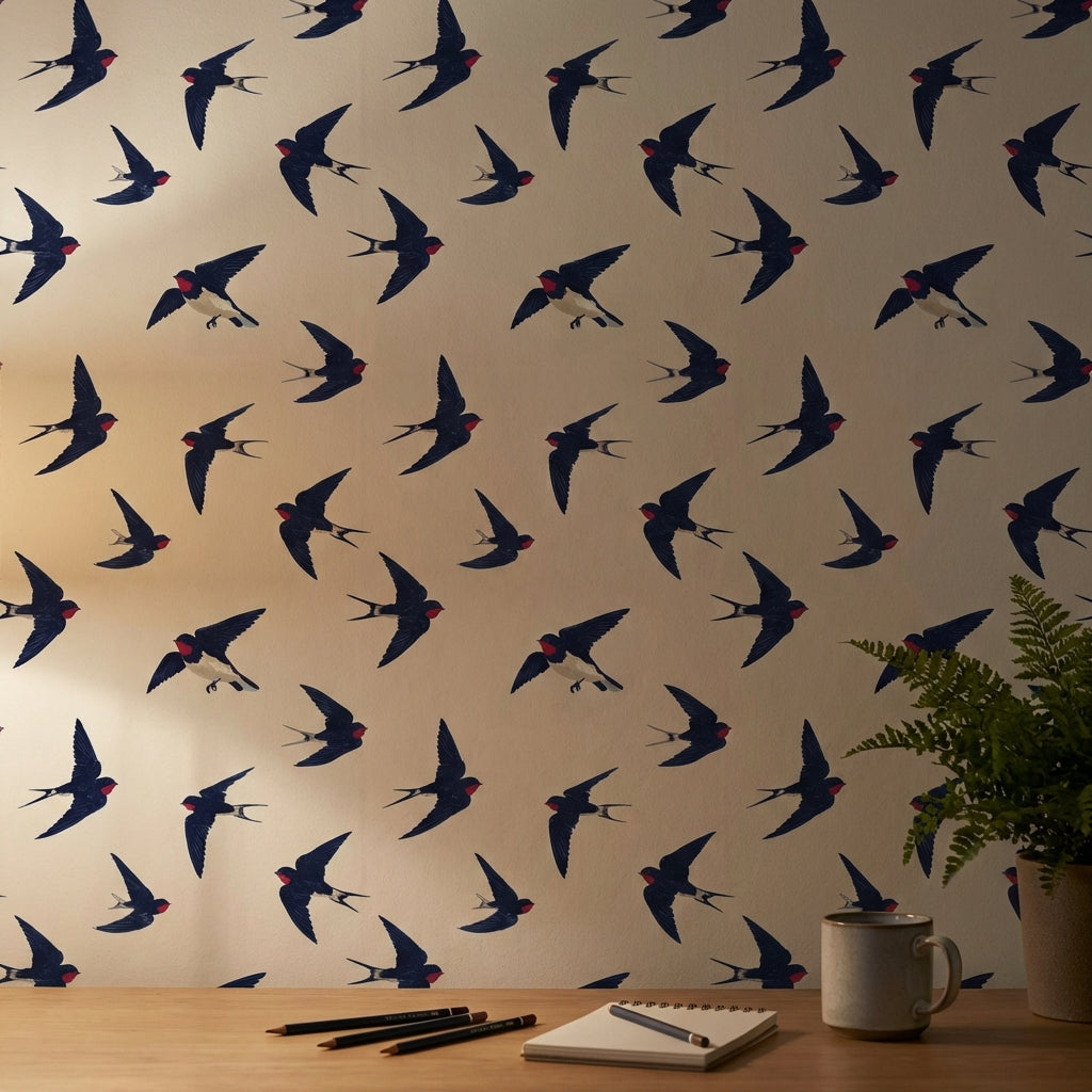 Swallows Wallpaper Birds Removable Minimalist Wall Art