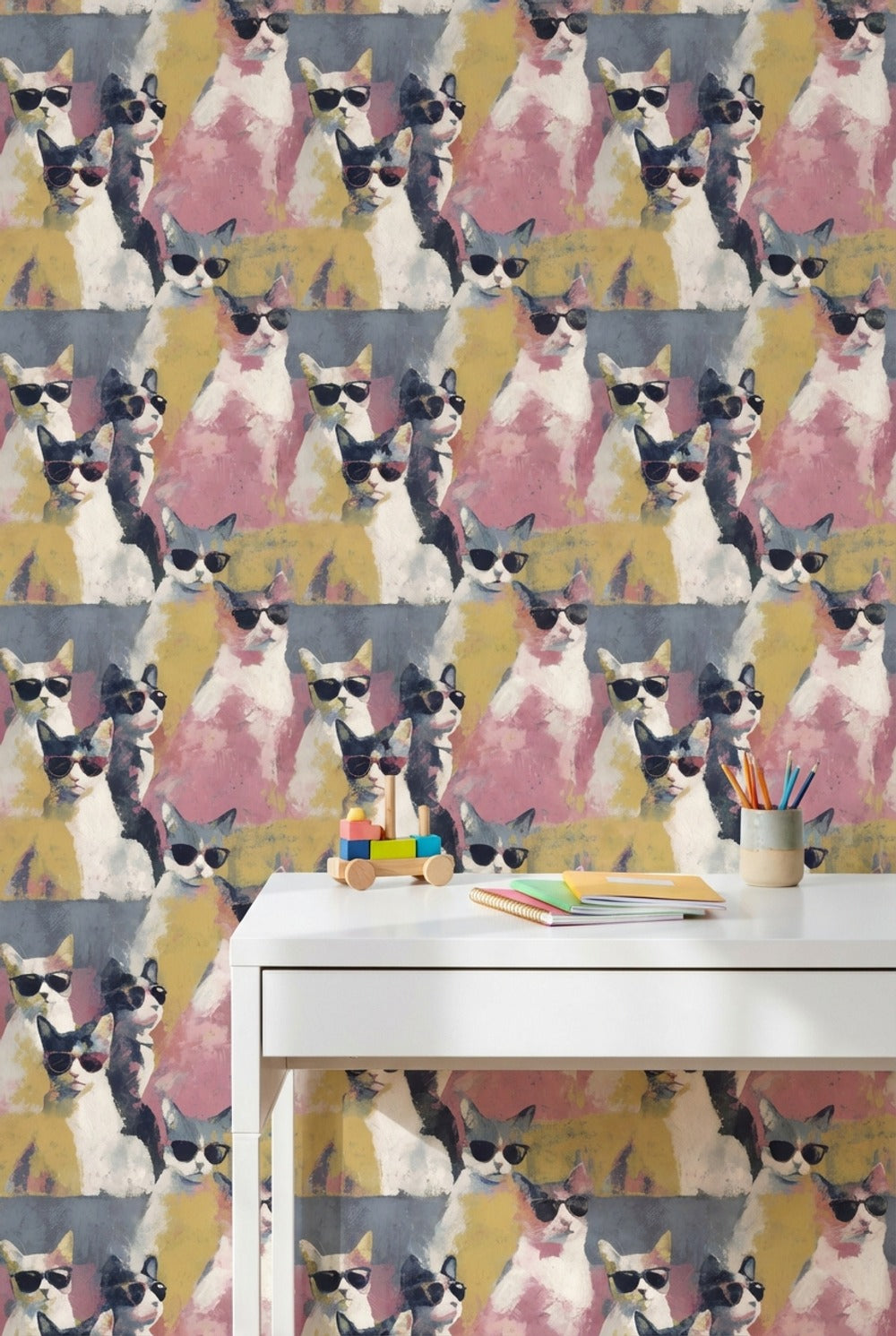 Cats Wallpaper Sunglasses Whimsical Mural