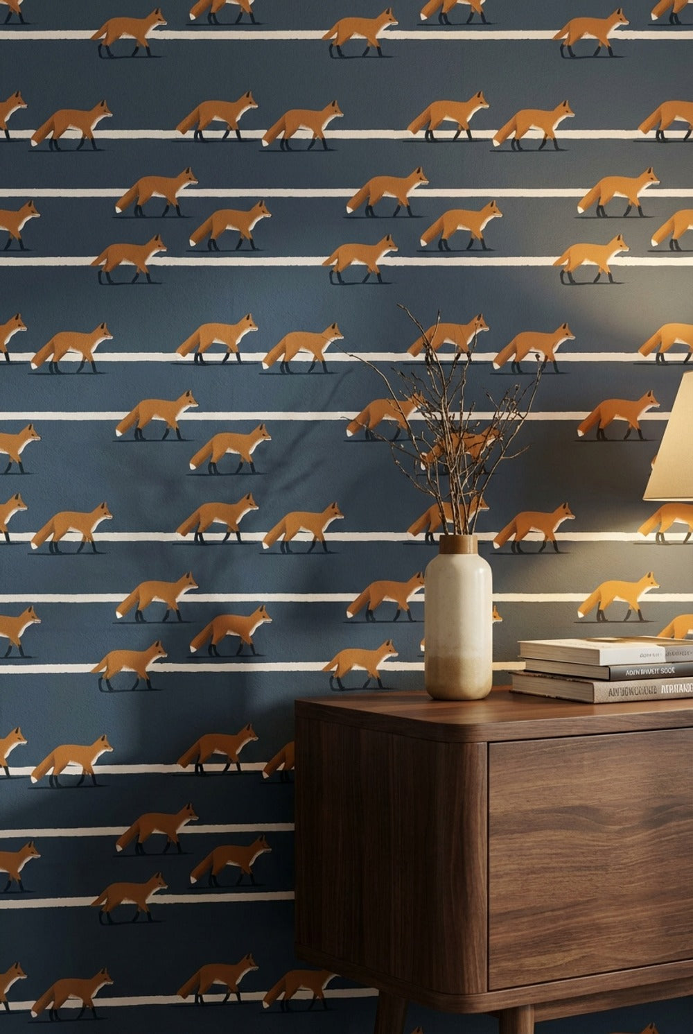 Fox Pattern Wallpaper Animal Print Removable Modern Wall Art