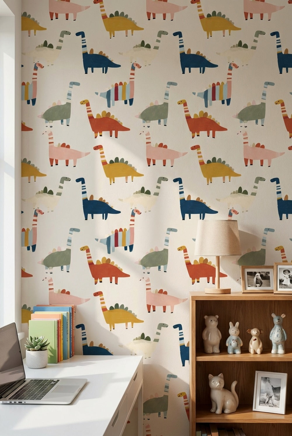 Dinosaurs Wallpaper Cartoon Whimsical Wall Decor