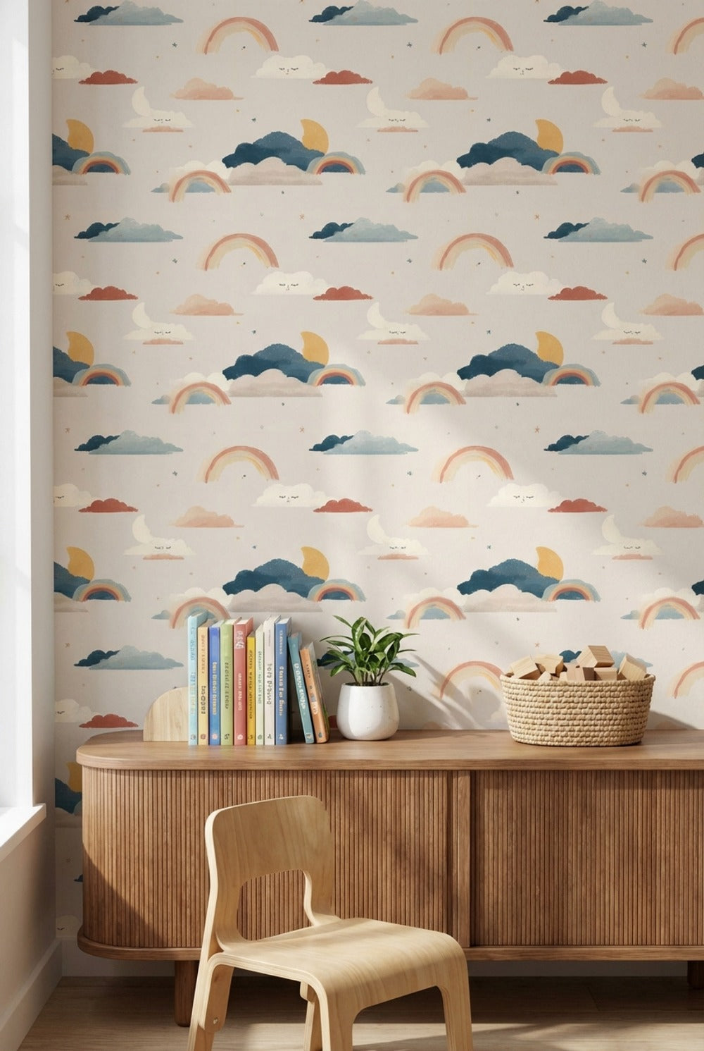 Clouds Wallpaper Whimsical Removable Rainbow Wall Art