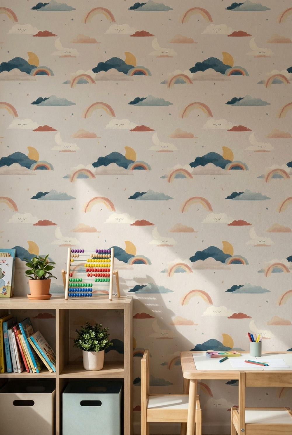 Clouds Wallpaper Whimsical Removable Rainbow Wall Art