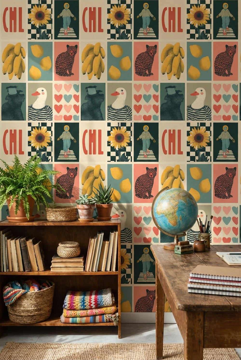 Eclectic Wallpaper Abstract Vibrant Removable Wall Decor