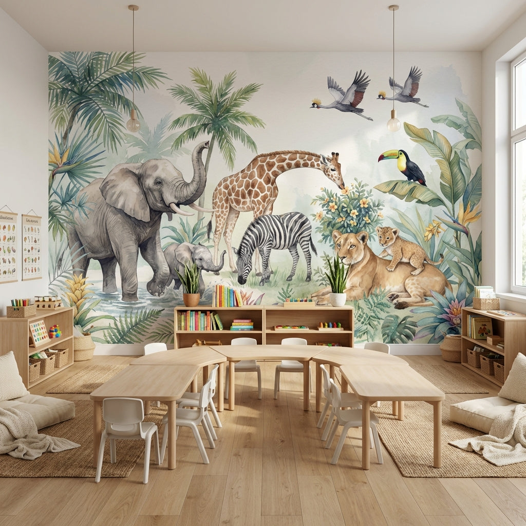 Jungle Animals Wallpaper Nature Tropical Wall Mural