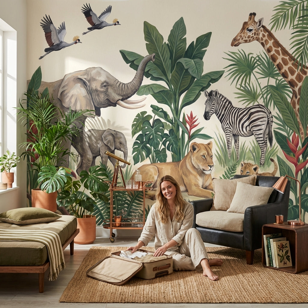 Jungle Wallpaper Wildlife Animals Wall Mural