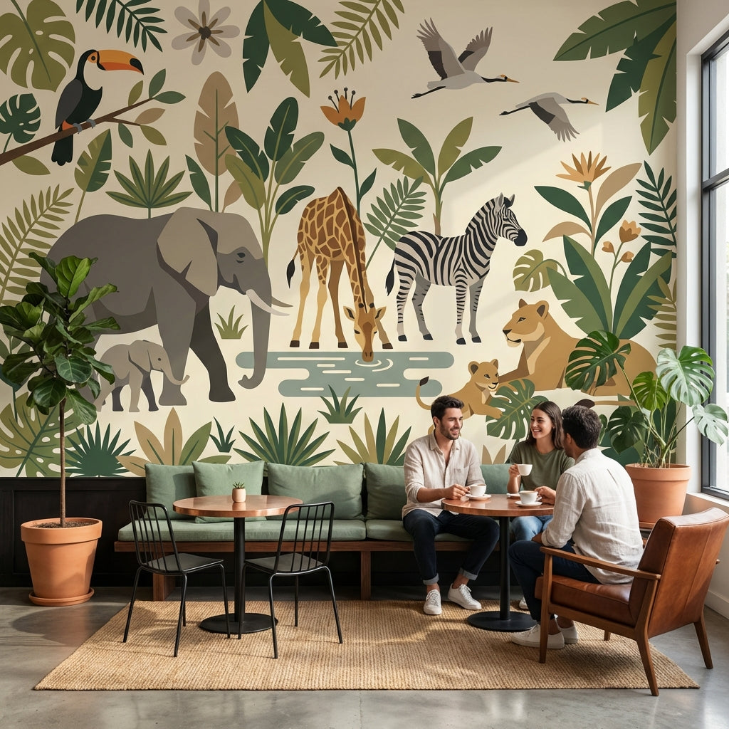 Jungle Animals Wallpaper Tropical Nature Wall Mural