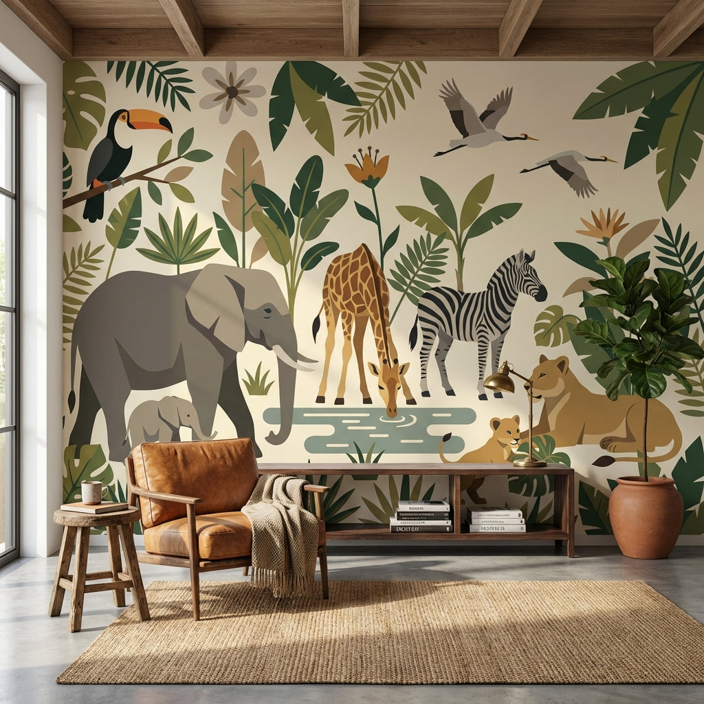 Jungle Animals Wallpaper Tropical Nature Wall Mural