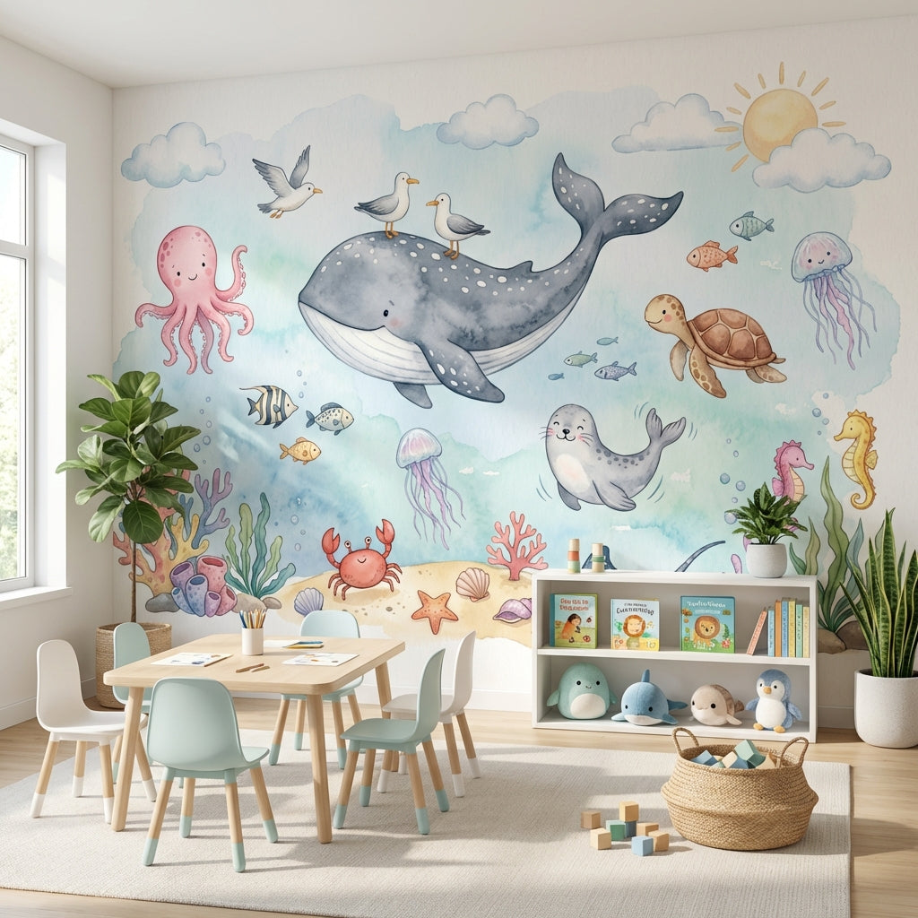 Underwater Wallpaper Sea Creatures Marine Removable Wall Decor