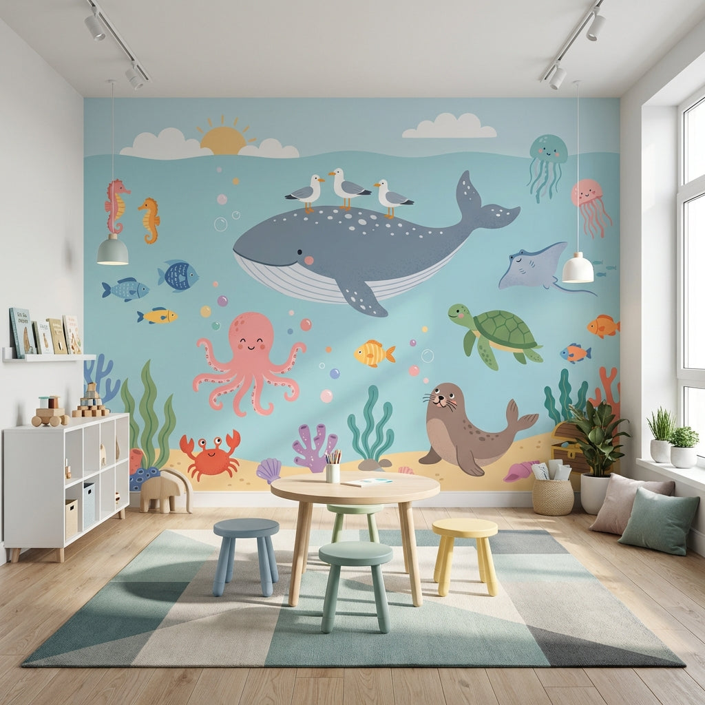 Underwater Wall Mural Sea Creatures Ocean Decor
