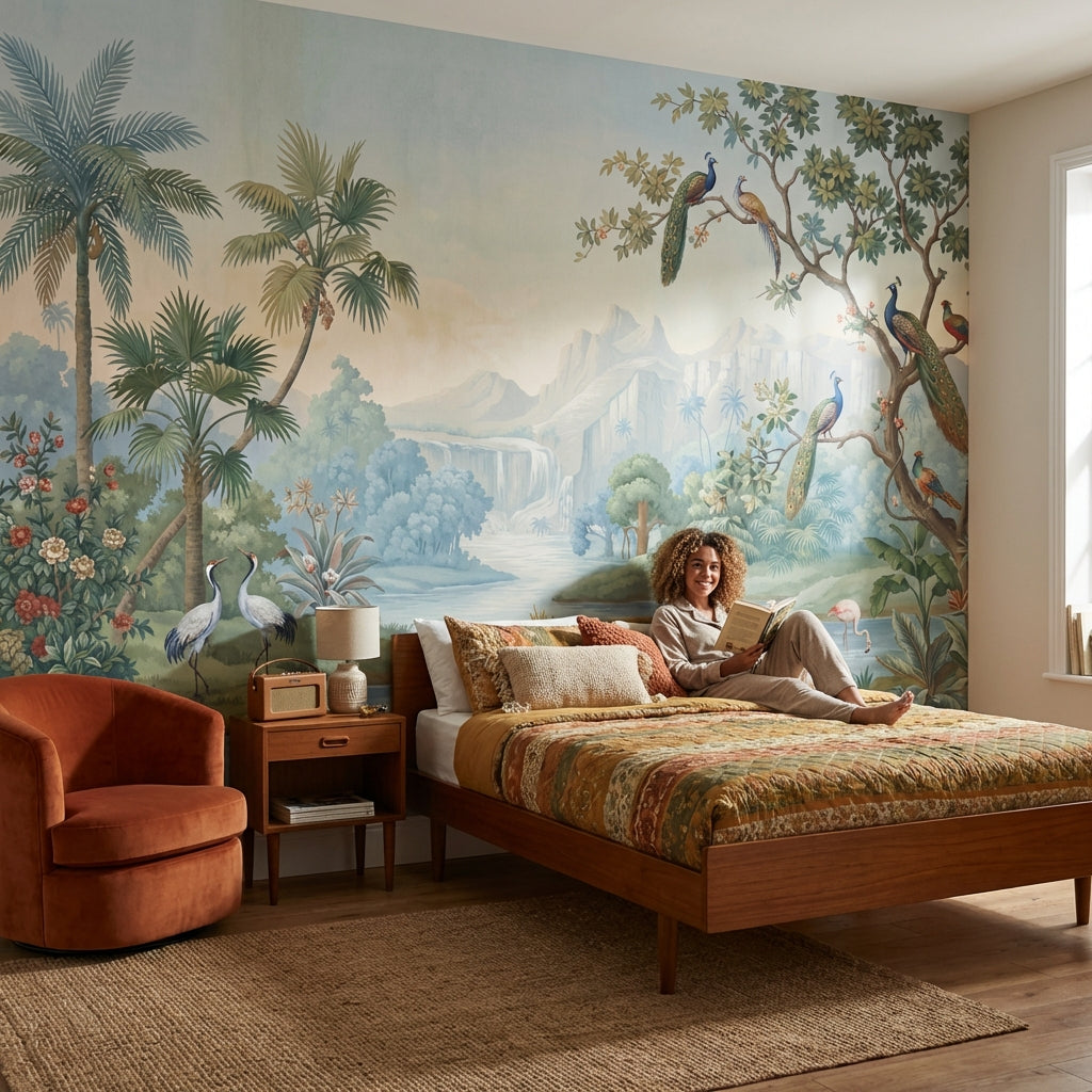 Tropical Birds Wallpaper Vintage River Wall Mural