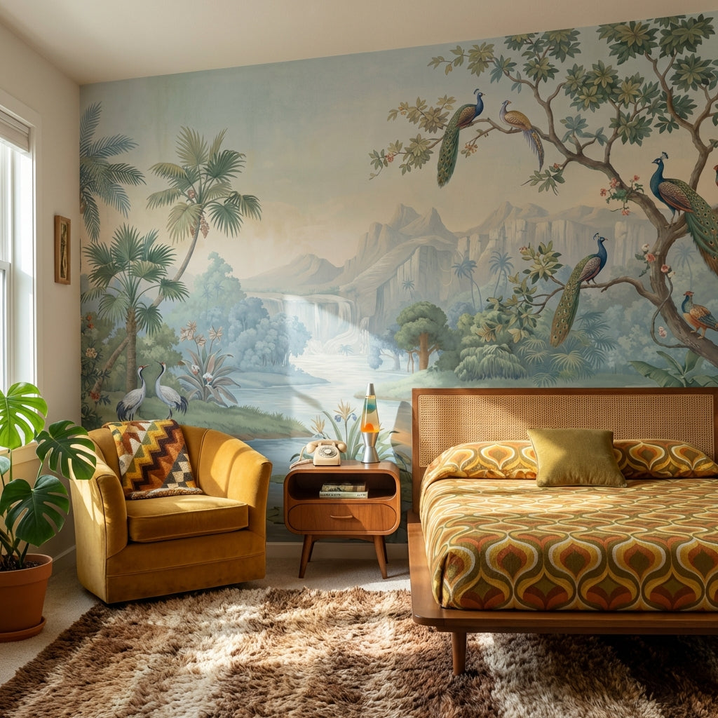 Tropical Birds Wallpaper Vintage River Wall Mural