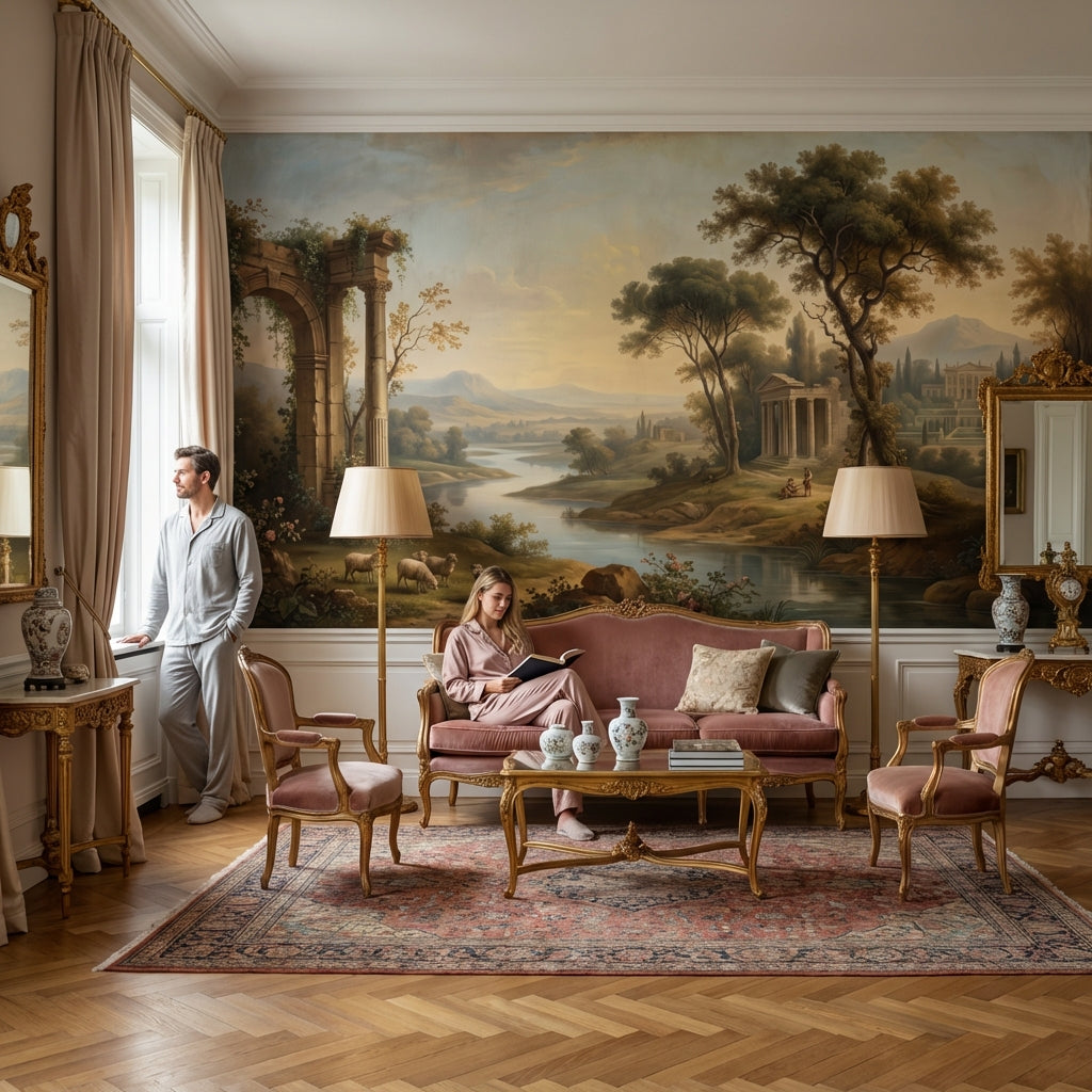 Serene Landscape Wallpaper Classic Greenery Wall Mural