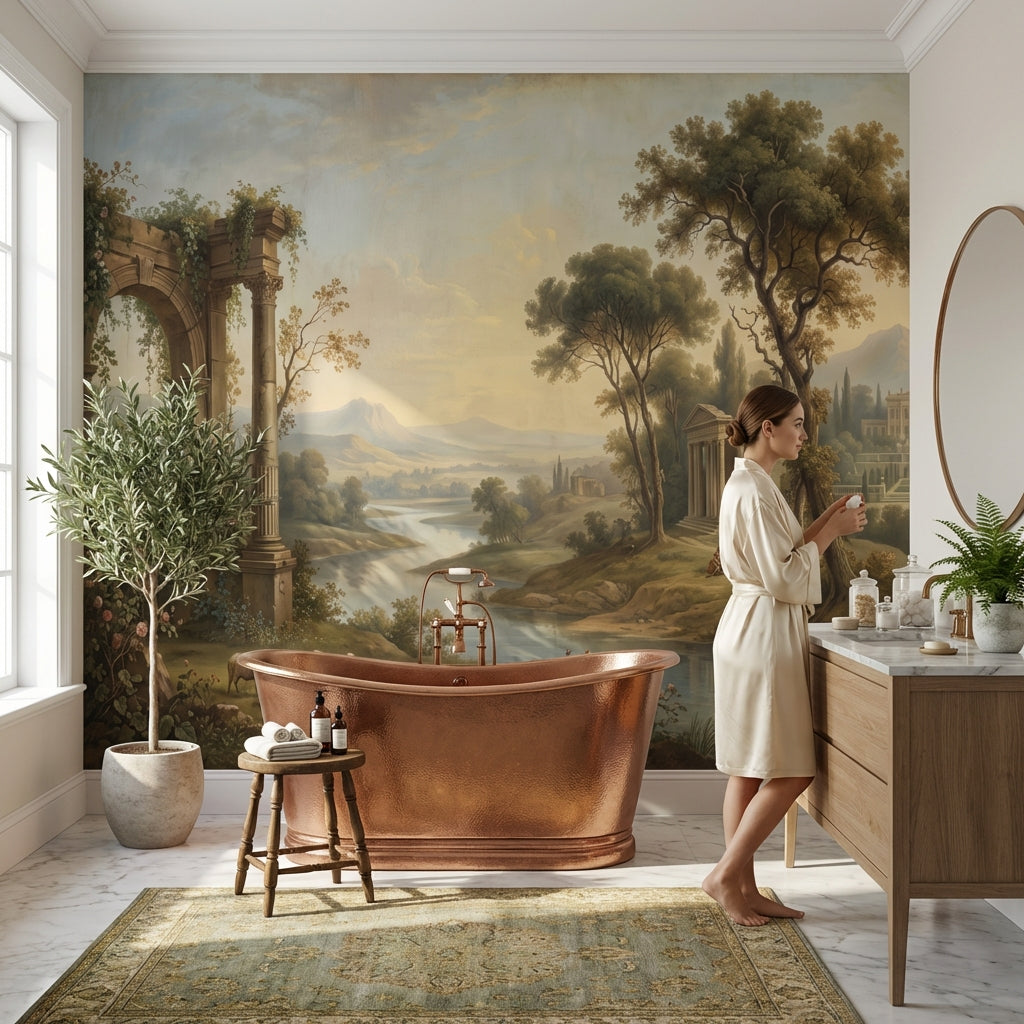 Serene Landscape Wallpaper Classic Greenery Wall Mural