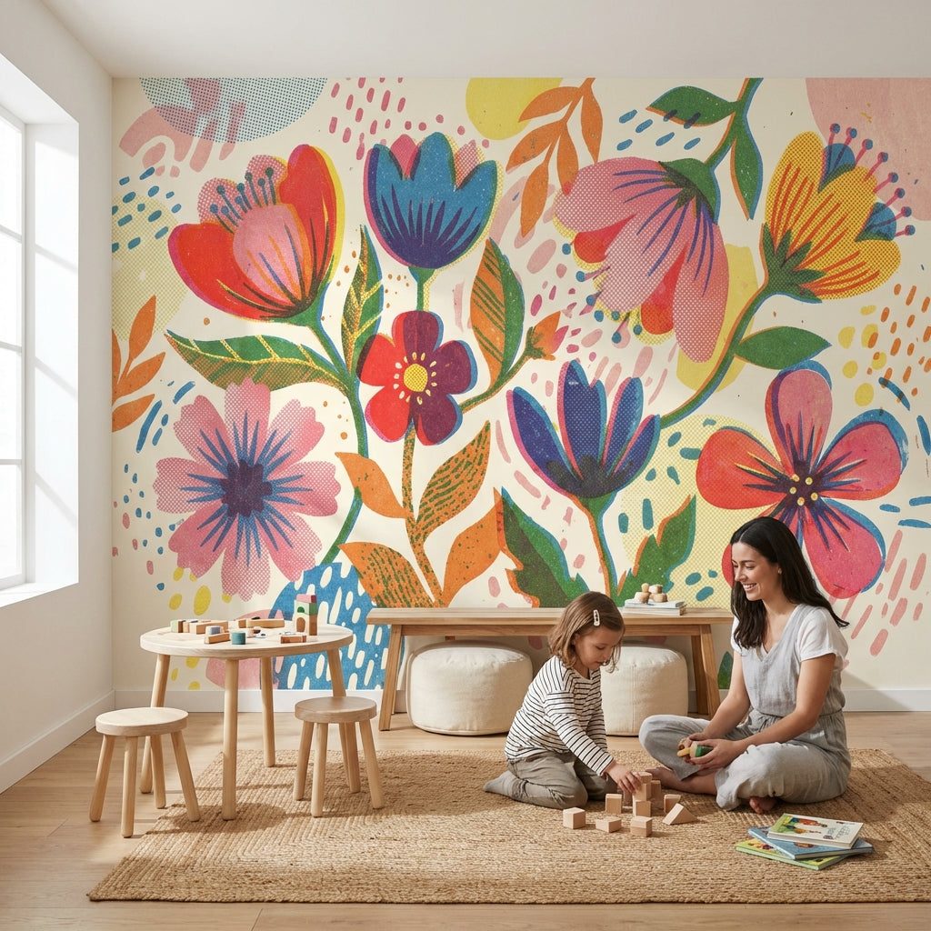Floral Wallpaper Vintage Bohemian Wall Mural