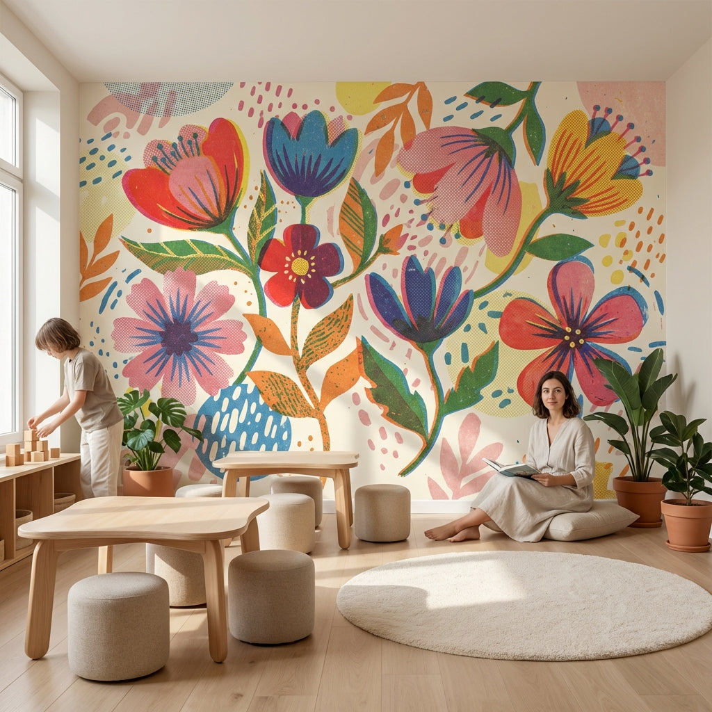 Floral Wallpaper Vintage Bohemian Wall Mural