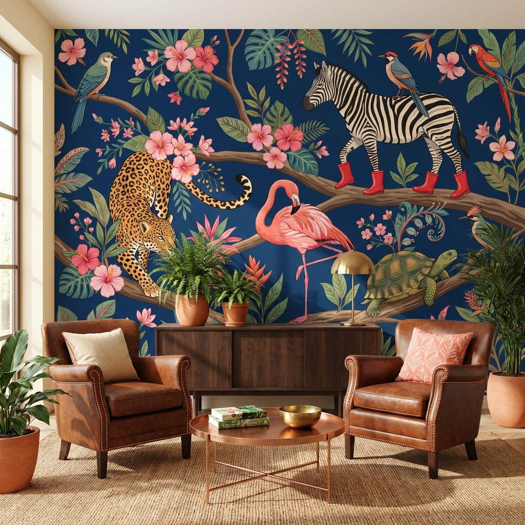 Tropical Animals Wallpaper Vibrant Jungle Wall Mural