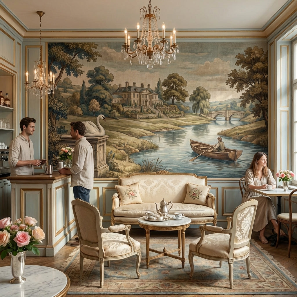 Vintage Estate Wallpaper River Swan Wall Mural