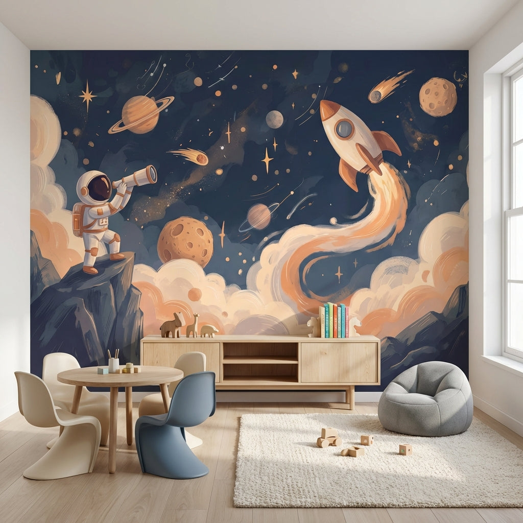 Astronaut Adventure Wallpaper Cosmos Rocket Wall Mural