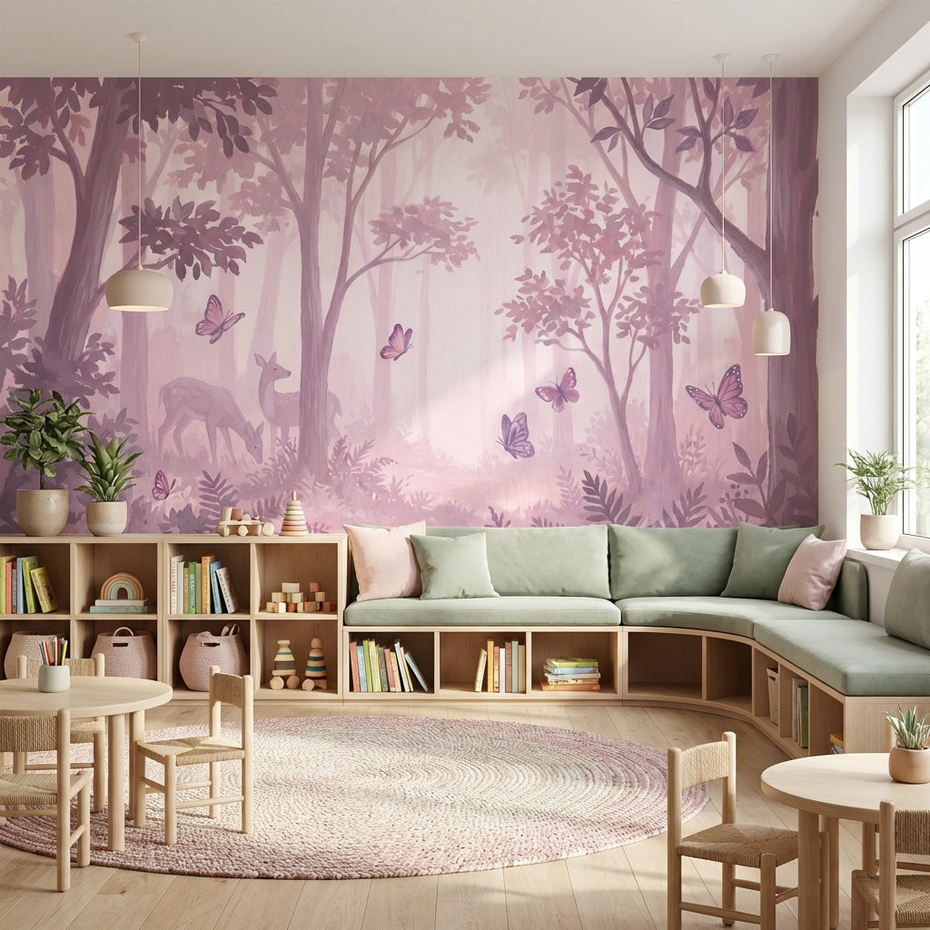 Forest Wallpaper Deer Whimsical Wall Decor