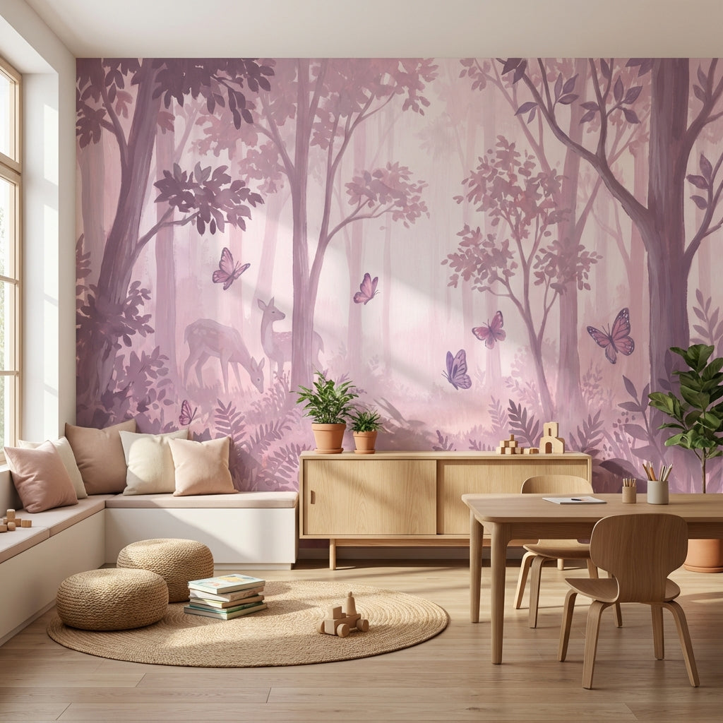 Forest Wallpaper Deer Whimsical Wall Decor