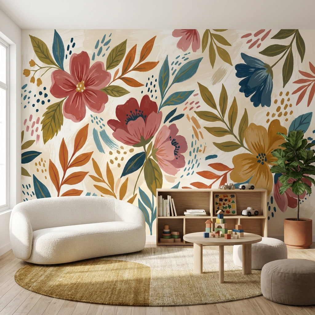 Floral Wallpaper Abstract Modern Wall Mural