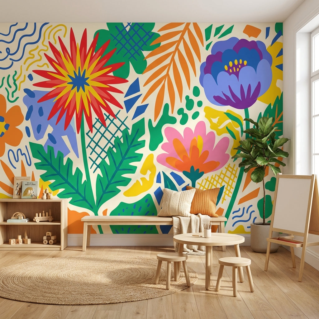 Floral Wallpaper Abstract Vibrant Removable Wall Decor