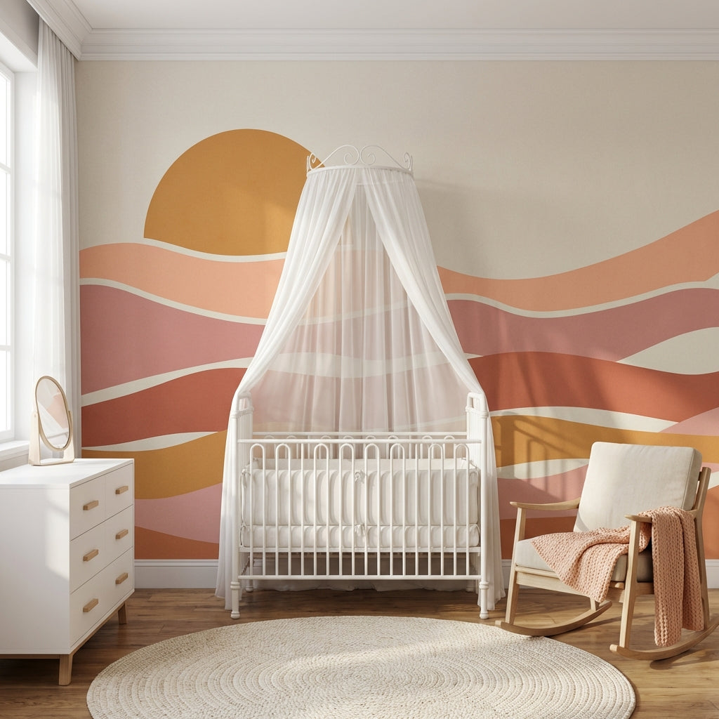 Abstract Wallpaper Sunset Geometric Wall Mural