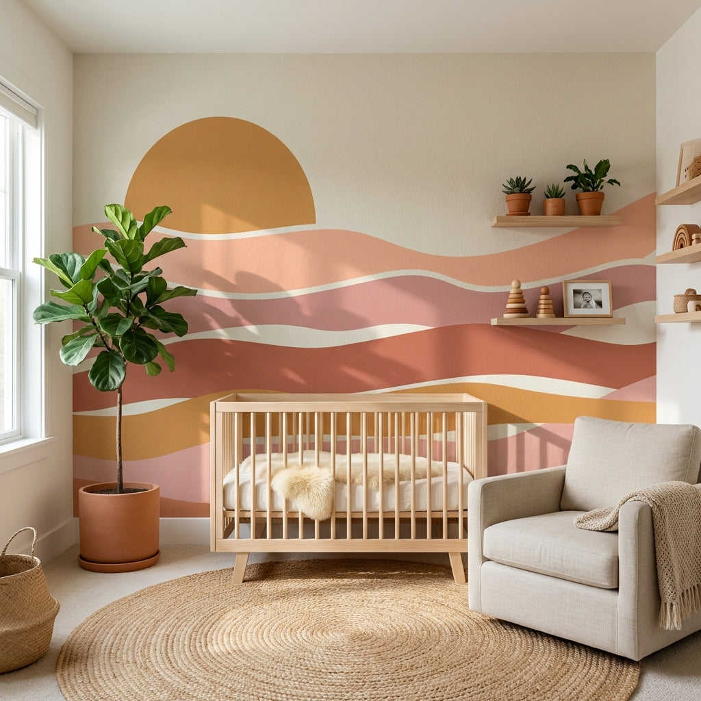 Abstract Wallpaper Sunset Geometric Wall Mural