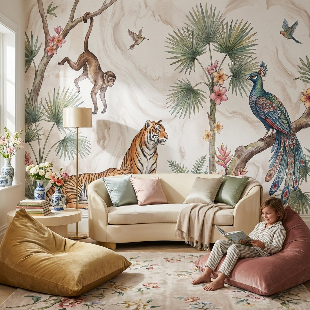 Watercolor Texture Wallpaper Tropical Playful Wall Mural