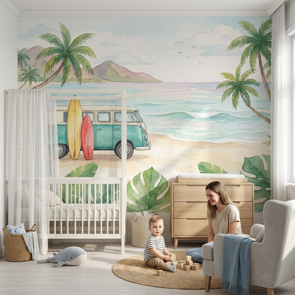 Ocean Wallpaper Van Surfboards Wall Mural