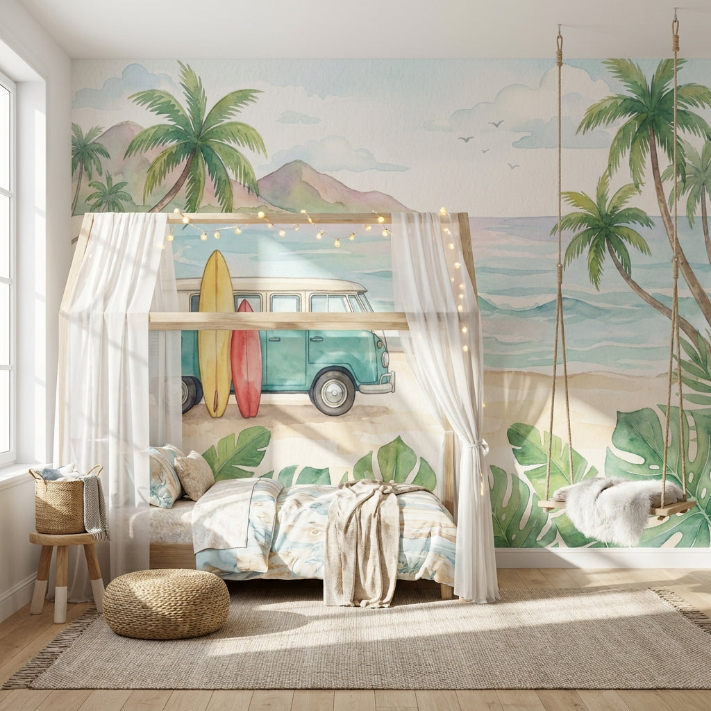 Ocean Wallpaper Van Surfboards Wall Mural