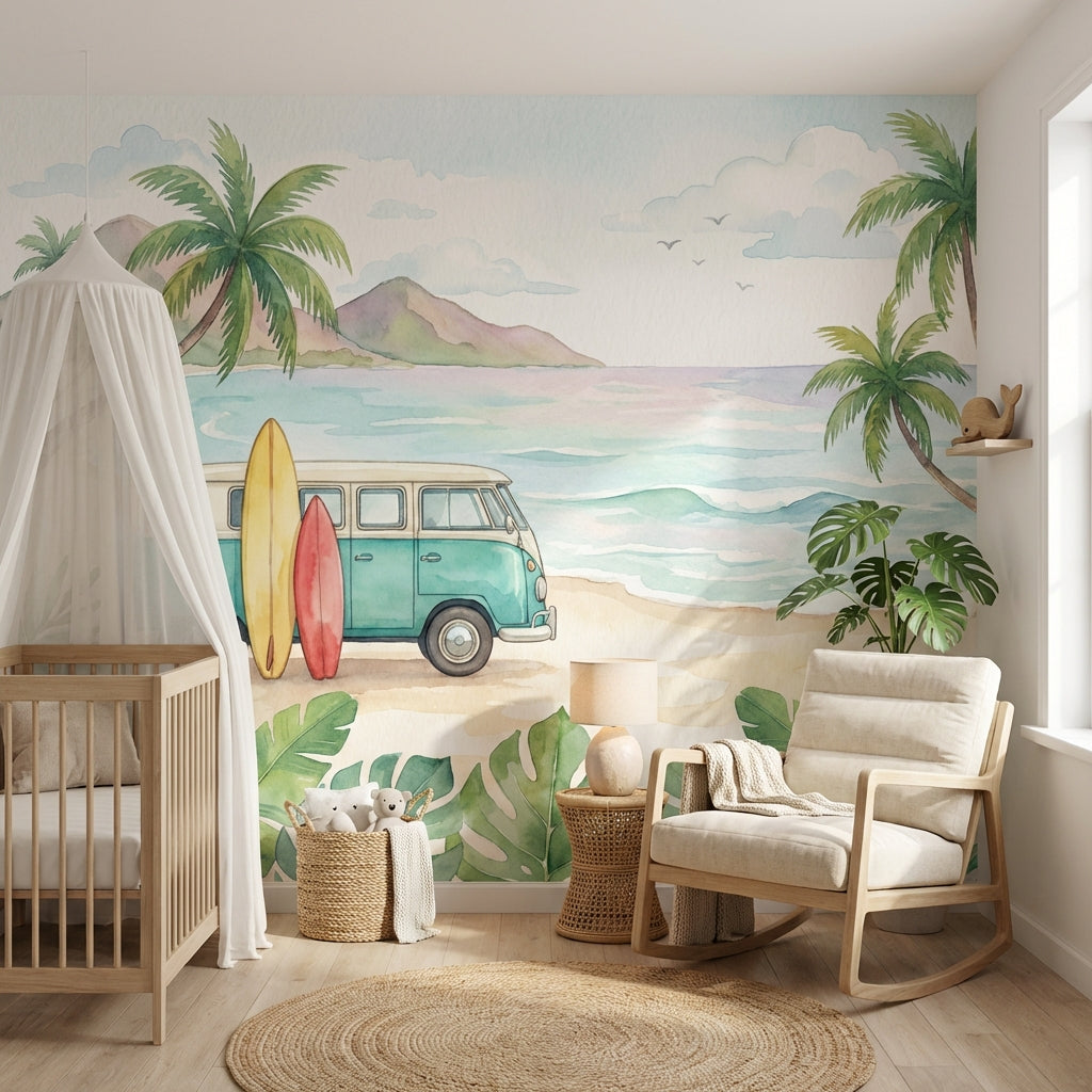 Ocean Wallpaper Van Surfboards Wall Mural