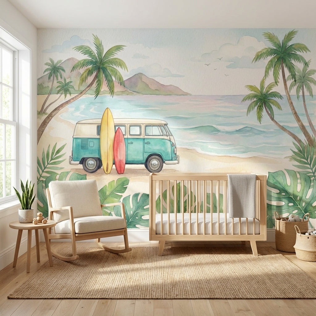 Ocean Wallpaper Van Surfboards Wall Mural