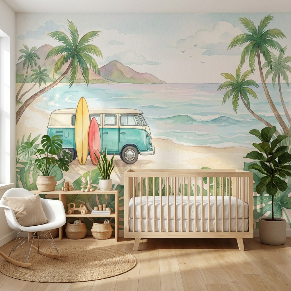 Ocean Wallpaper Van Surfboards Wall Mural