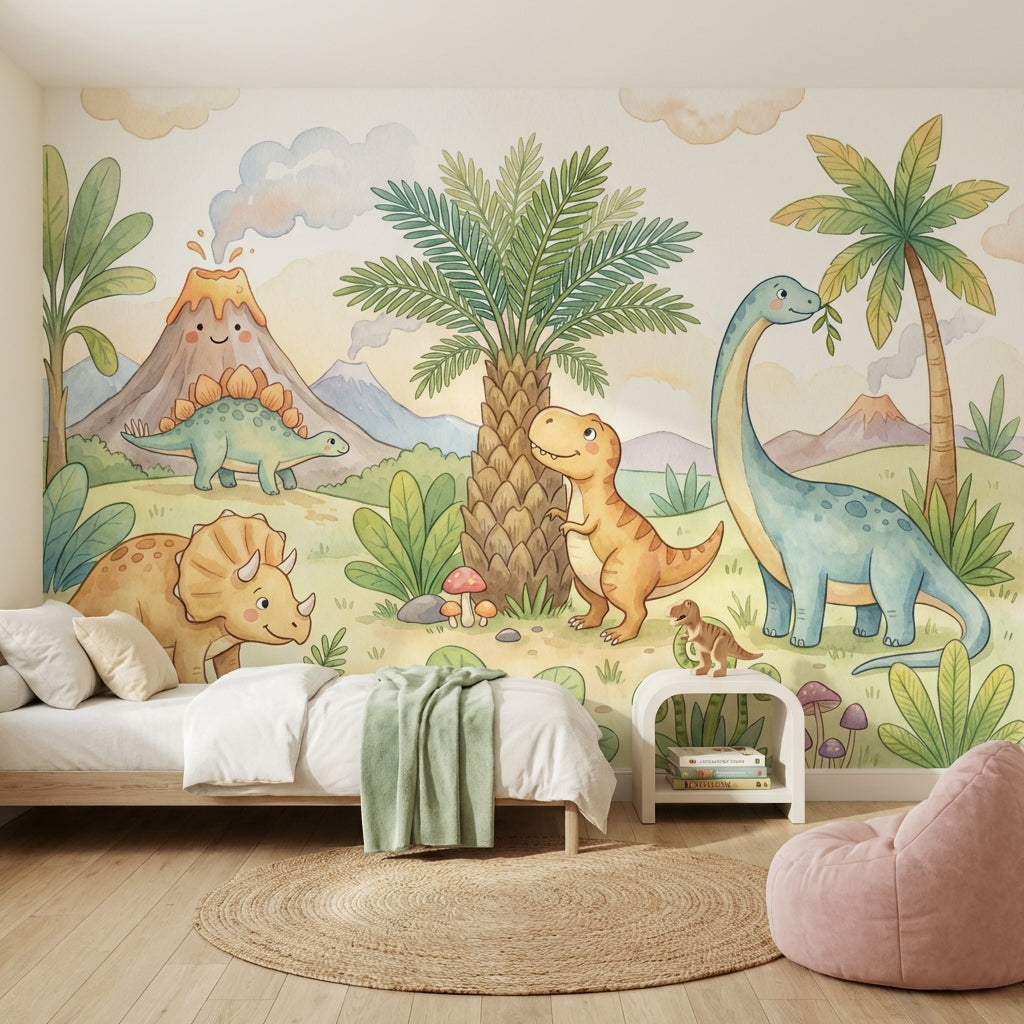 Shades Of Green Wallpaper Dinosaurs Tropical Wall Mural