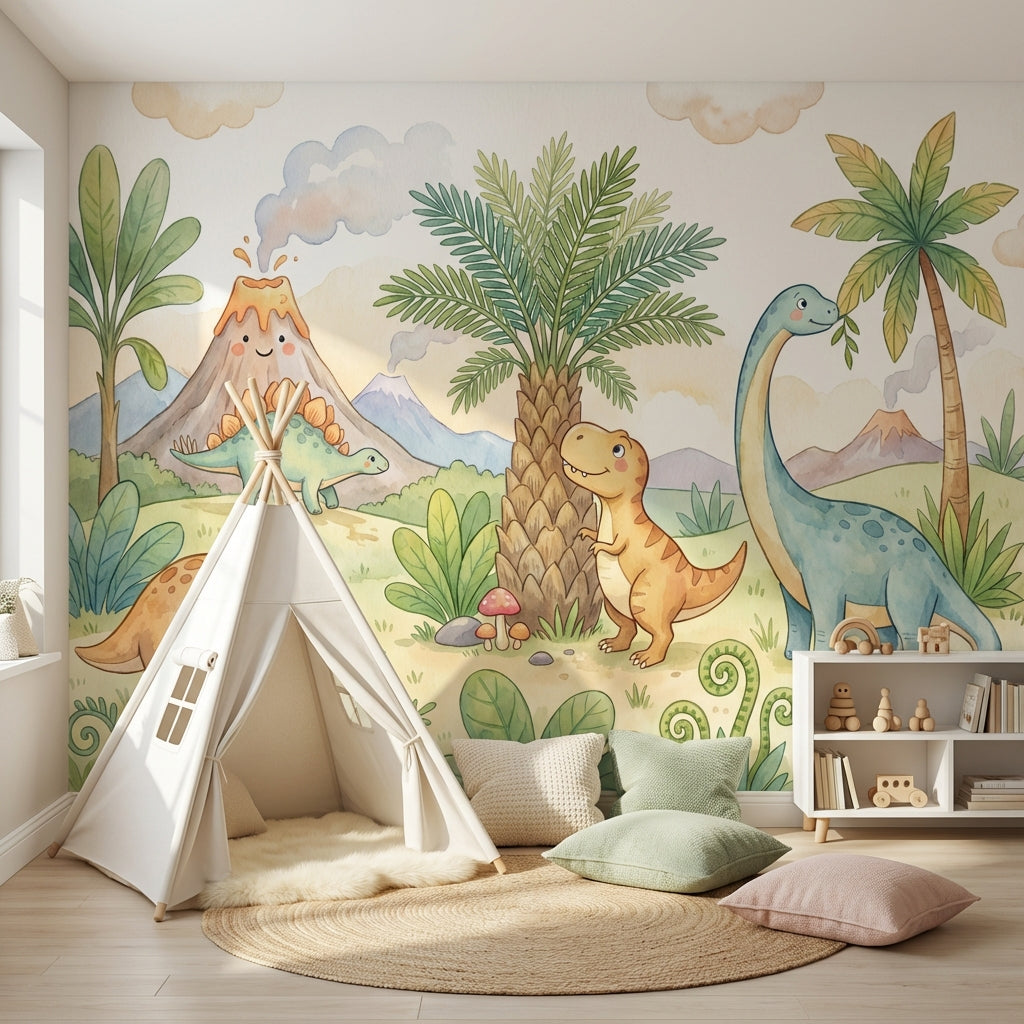 Shades Of Green Wallpaper Dinosaurs Tropical Wall Mural