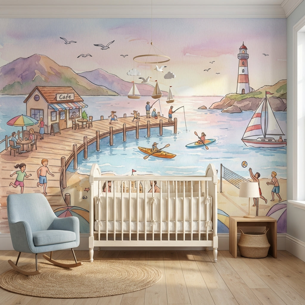 Beach Wallpaper Lighthouse Pier Removable Wall Decor