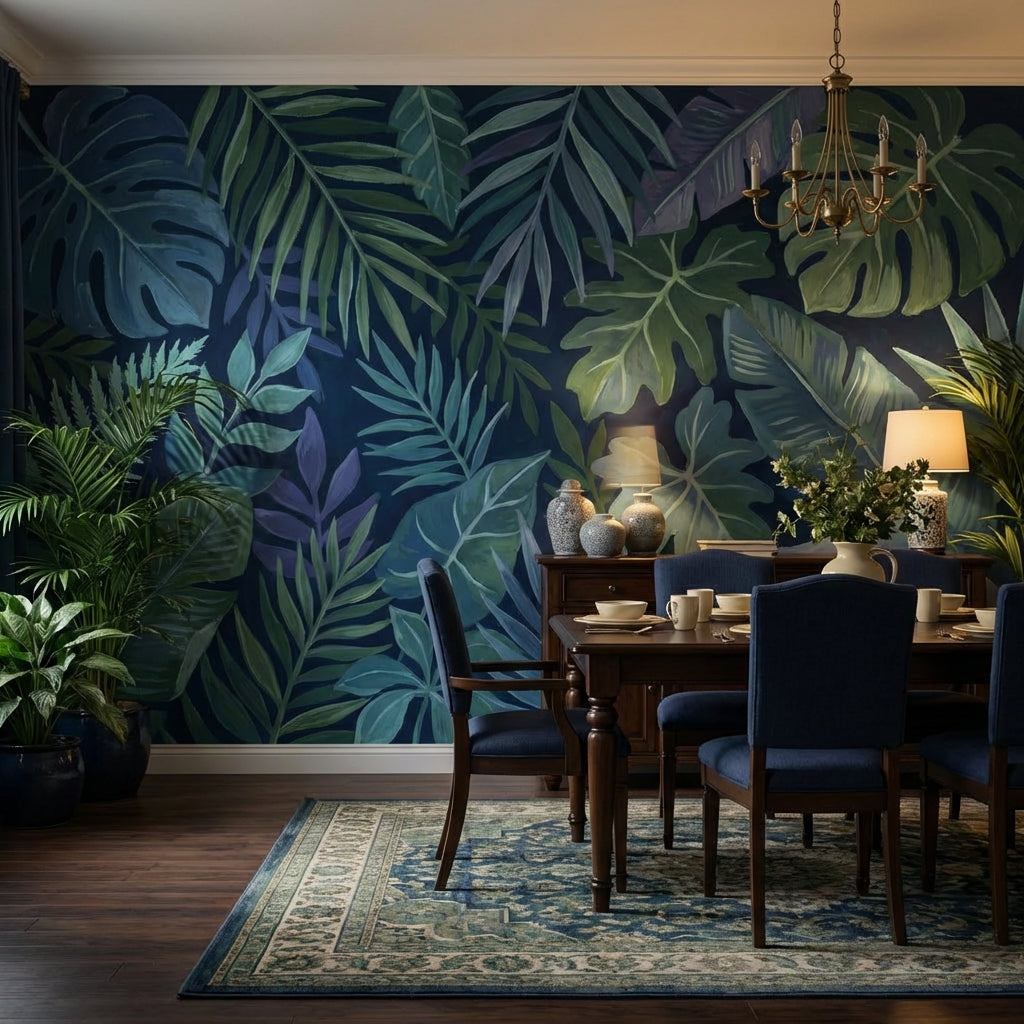 Shades Of Green Wallpaper Tropical Botanical Wall Decor