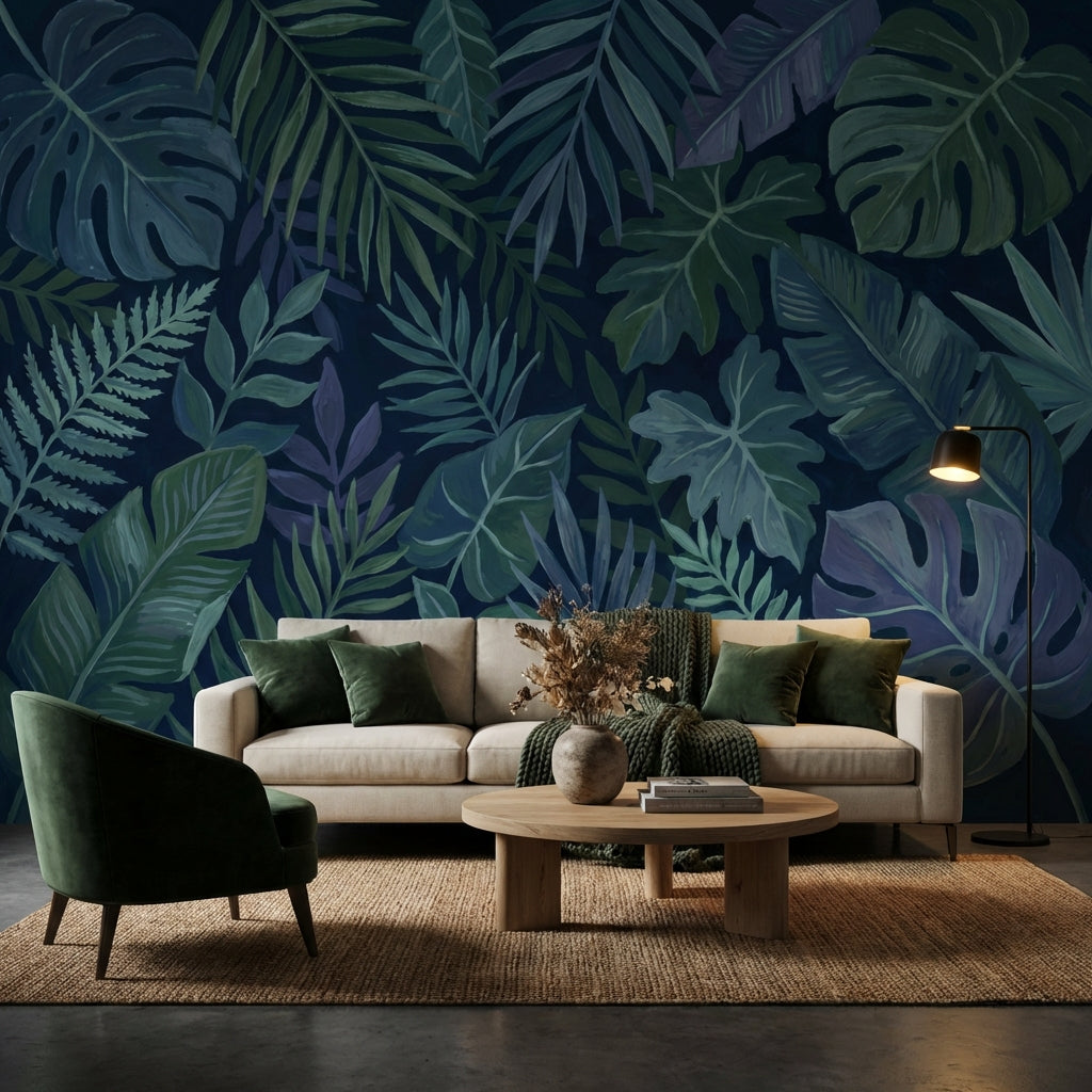 Shades Of Green Wallpaper Tropical Botanical Wall Decor